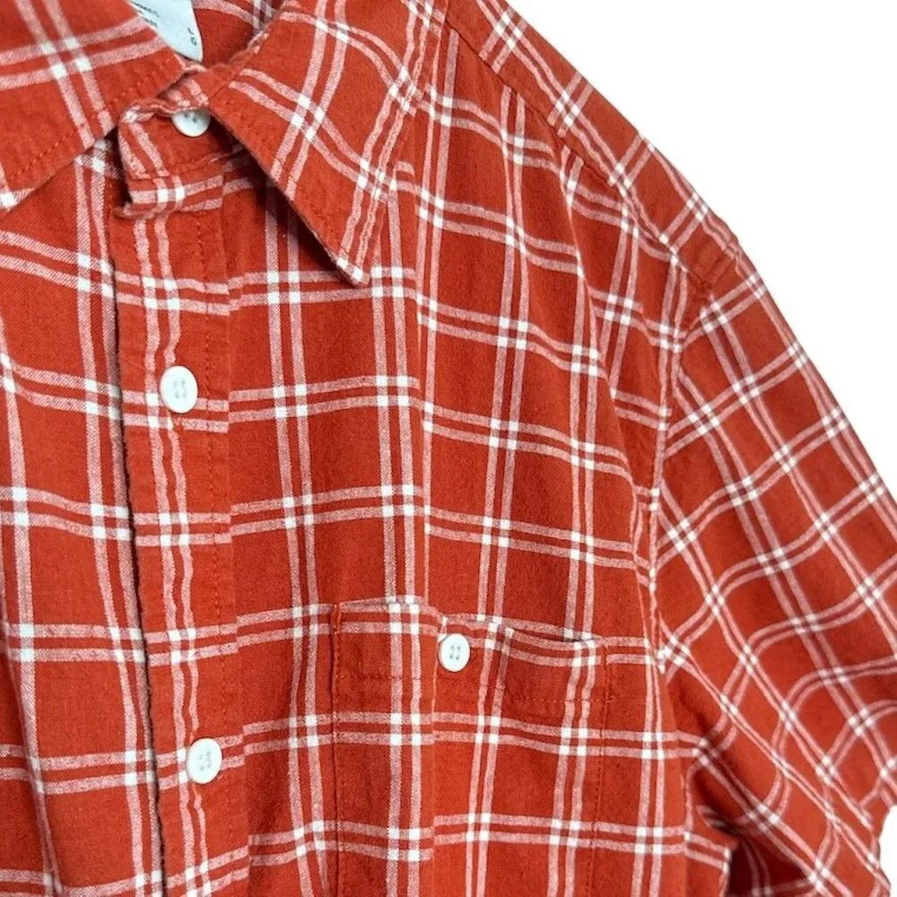 The North Face Hemp Blend Plaid Short Sleeve Button Down Shirt Men’s Large L